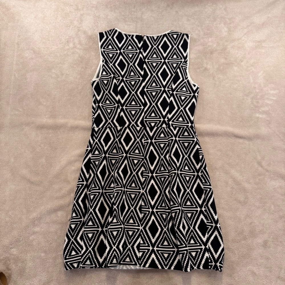 Retro Minimalist Geometric Diamond Fit Flare Dress Chic Mod Party Summer Sz‎ L - Picture 9 of 9